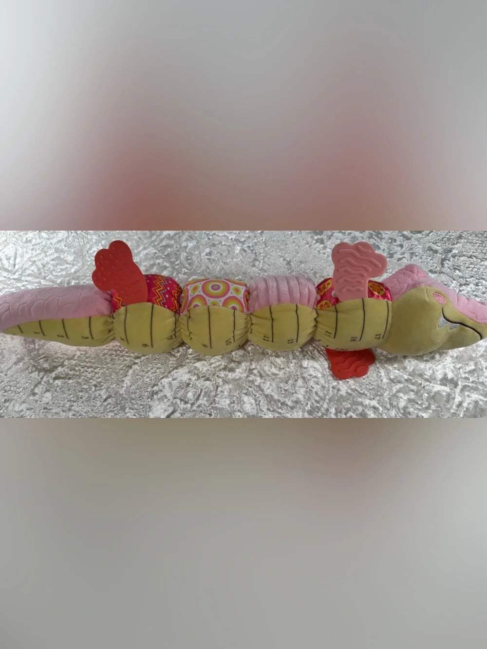 Awotoy Plush Pink Multi-Texture Learning Caterpillar Toy for Kids